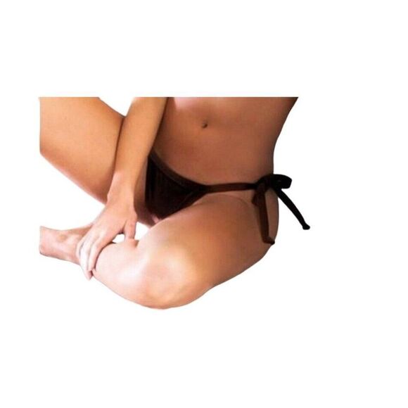 Chloe Rose Bikini Bottom Brown Crushed Velvet Side Tie Cheeky Size Small NEW - Picture 1 of 2